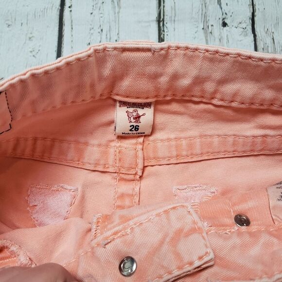 True Religion Skinny Light coral pink Salmon wash Jeans 26 - Picture 6 of 13